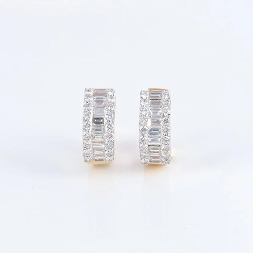 Boucles d'oreilles Créoles - Boucles d’oreilles en or jaune 14 carats et diamants 58 Facettes