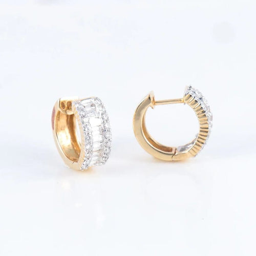 Boucles d'oreilles Créoles - Boucles d’oreilles en or jaune 14 carats et diamants 58 Facettes