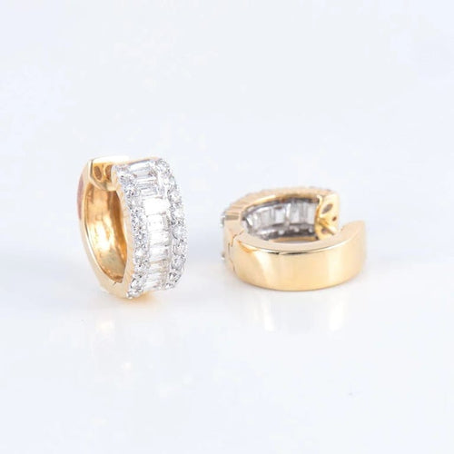 Boucles d'oreilles Créoles - Boucles d’oreilles en or jaune 14 carats et diamants 58 Facettes