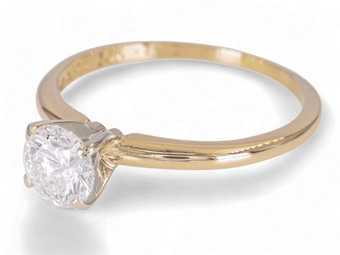 Bague 56.5 Bague solitaire en or jaune 14 carats avec diamant 0,70 ct 58 Facettes AG30