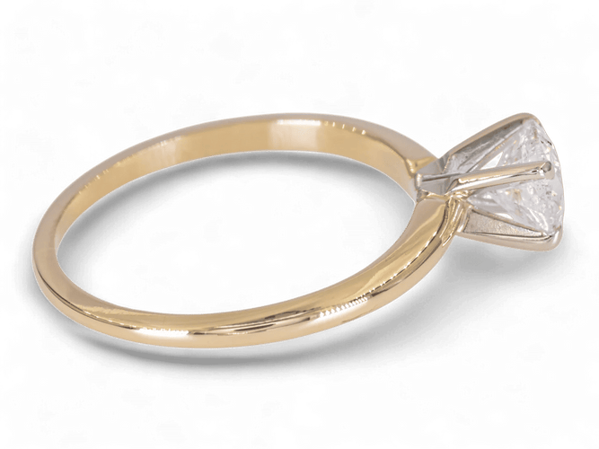 Bague 56.5 Bague solitaire en or jaune 14 carats avec diamant 0,70 ct 58 Facettes AG30