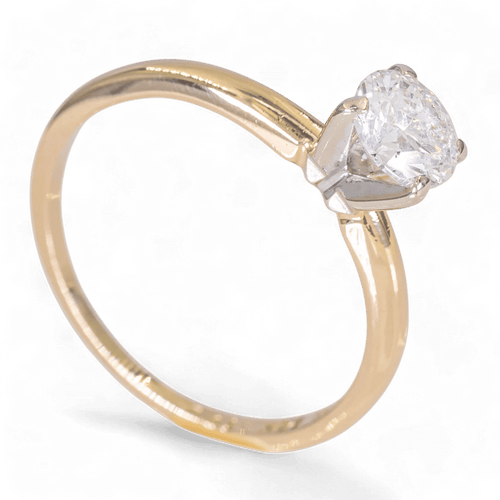 Bague 56.5 Bague solitaire en or jaune 14 carats avec diamant 0,70 ct 58 Facettes AG30