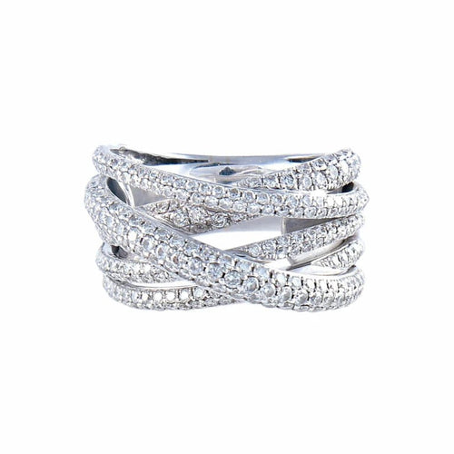 Bague 53 Bague en or blanc 18K pavée de diamants 58 Facettes