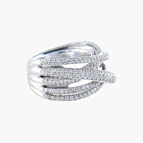 Bague 53 Bague en or blanc 18K pavée de diamants 58 Facettes