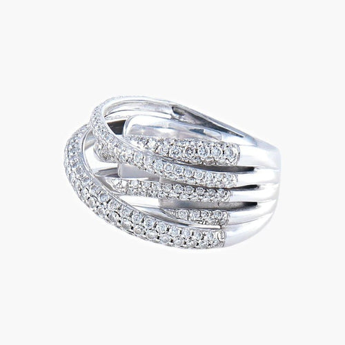 Bague 53 Bague en or blanc 18K pavée de diamants 58 Facettes