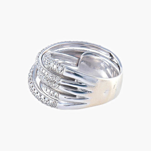 Bague 53 Bague en or blanc 18K pavée de diamants 58 Facettes