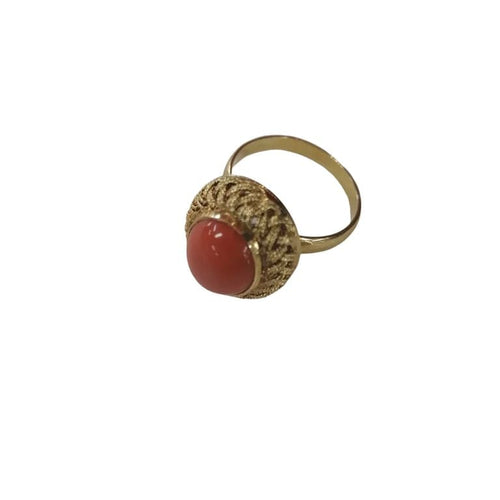 Bague 55 Bague corail en or jaune 750 58 Facettes