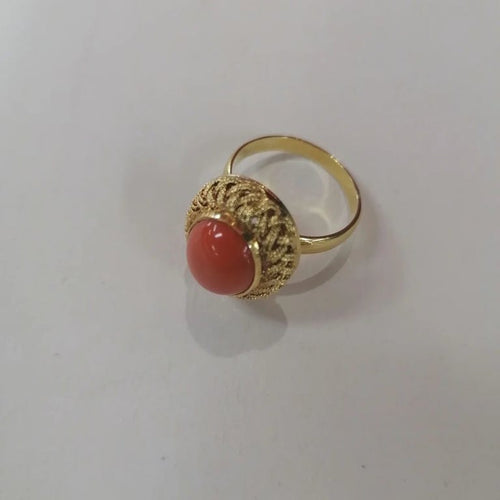 Bague 55 Bague corail en or jaune 750 58 Facettes