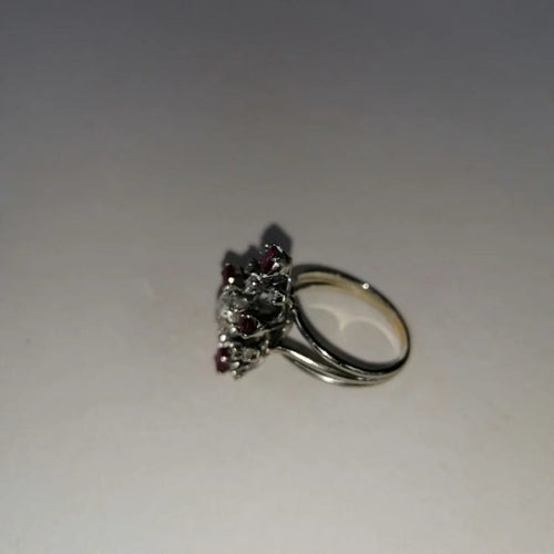 Bague 56 Bague rubis et diamants des années 70 en or blanc 750 58 Facettes