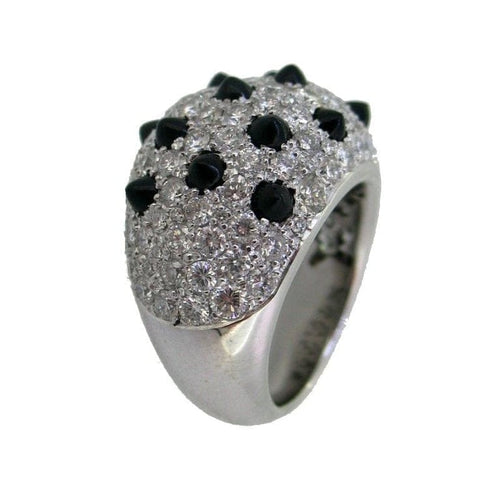 Bague 56.5 Bague en or blanc 18 ct avec diamants et onyx 58 Facettes