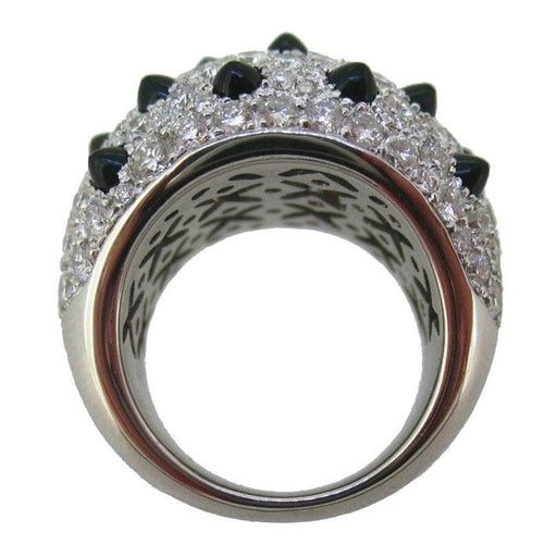 Bague 56.5 Bague en or blanc 18 ct avec diamants et onyx 58 Facettes