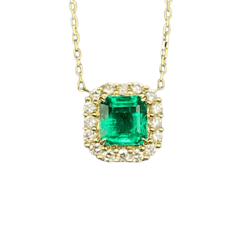 Pendentif Pendentif en or jaune 18 kt avec émeraude de Colombie et diamants 58 Facettes