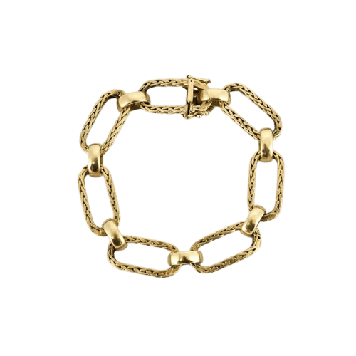 Bracelet Bracelet à maillons mats et polis en or jaune 14 kt 58 Facettes