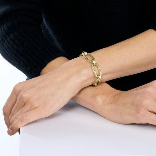 Bracelet Bracelet à maillons mats et polis en or jaune 14 kt 58 Facettes
