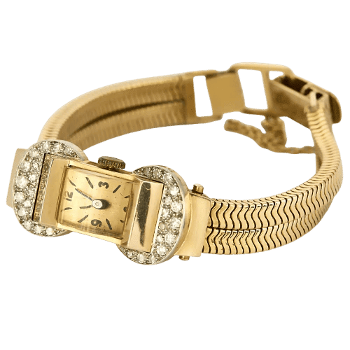 Montre Montre dame années 40 en or jaune 18K et diamants 58 Facettes