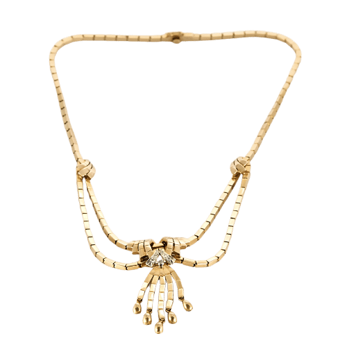 Collier Collier vintage années 50 en or jaune 750 et diamants 58 Facettes