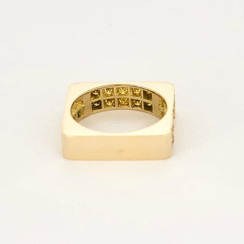 Bague 59 Bague design carrée en or jaune 18k et diamants jonquille 58 Facettes