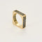 Bague 59 Bague design carrée en or jaune 18k et diamants jonquille 58 Facettes
