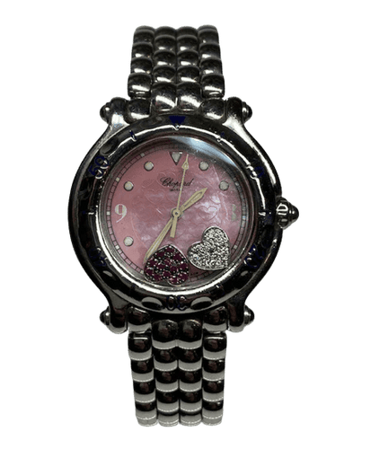 Montre Chopard Happy Sport - Montre en acier cœurs, diamants et rubis 58 Facettes