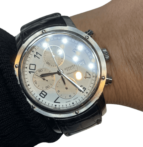 Montre Hermès Clipper - Montre chronographe automatique ref. CP1.910 58 Facettes