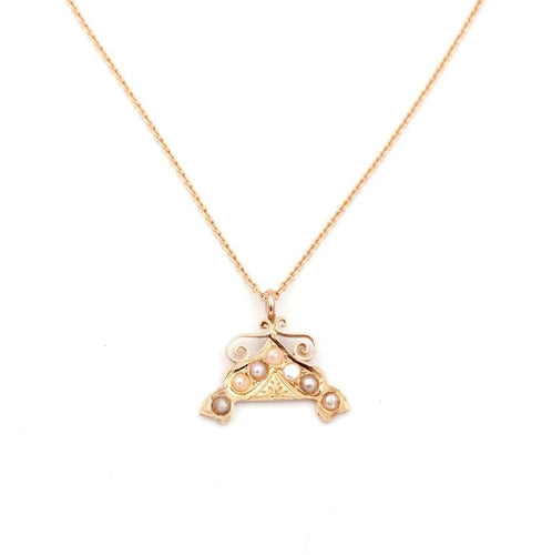 Collier Collier sur chaîne forçat en or rose 18K et demi-perles 58 Facettes