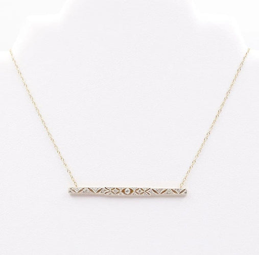 Collier Collier ligne de diamants en or gris et or jaune 18K 58 Facettes