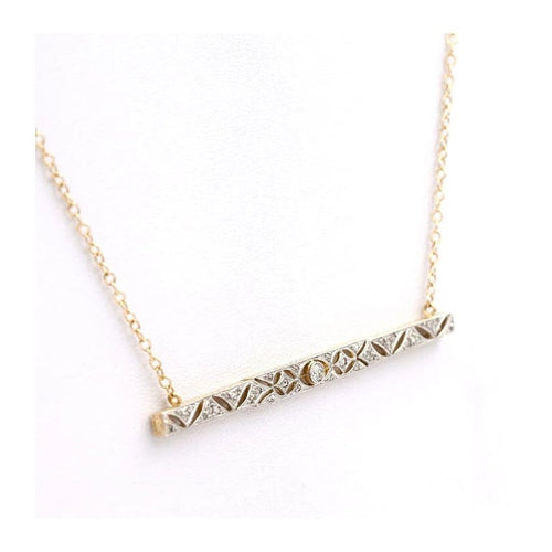 Collier Collier ligne de diamants en or gris et or jaune 18K 58 Facettes