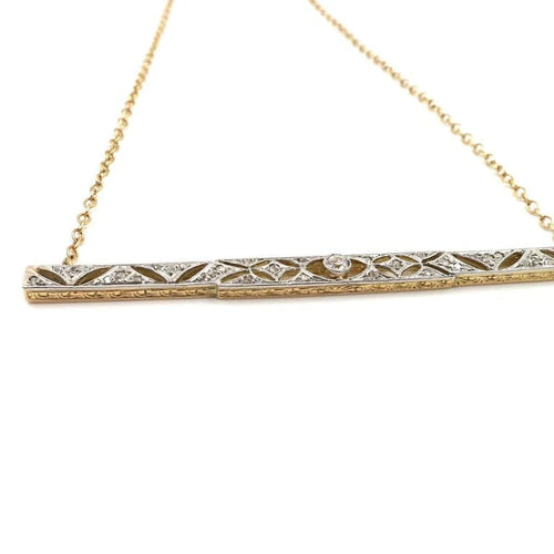 Collier Collier ligne de diamants en or gris et or jaune 18K 58 Facettes