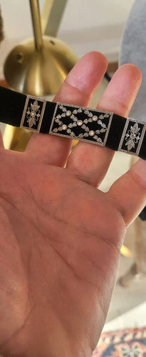 Collier Collier de chien Belle Époque en platine, or jaune et diamants 58 Facettes