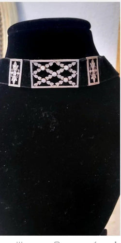 Collier Collier de chien Belle Époque en platine, or jaune et diamants 58 Facettes