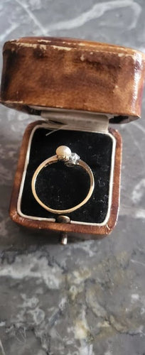 Bague 53 Belle Époque - Bague Toi et Moi en or blanc 18 ct, diamants et perle naturelle 58 Facettes
