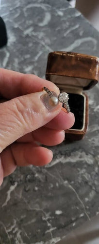 Bague 53 Belle Époque - Bague Toi et Moi en or blanc 18 ct, diamants et perle naturelle 58 Facettes
