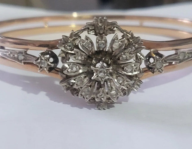 Bracelet Napoléon III - Bracelet en or rose 18 carats, argent et diamants 58 Facettes
