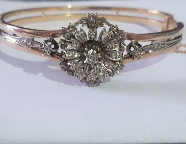 Bracelet Napoléon III - Bracelet en or rose 18 carats, argent et diamants 58 Facettes