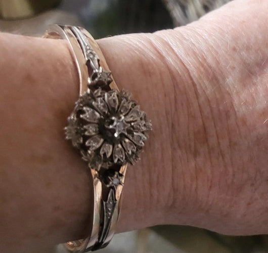 Bracelet Napoléon III - Bracelet en or rose 18 carats, argent et diamants 58 Facettes