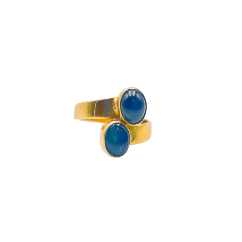 Bague 56 Bague Toi et Moi en or jaune et saphirs étoilés 58 Facettes