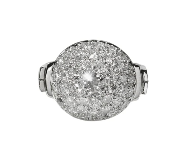 Bague 58 Bague dôme Art Déco en platine et diamants 58 Facettes