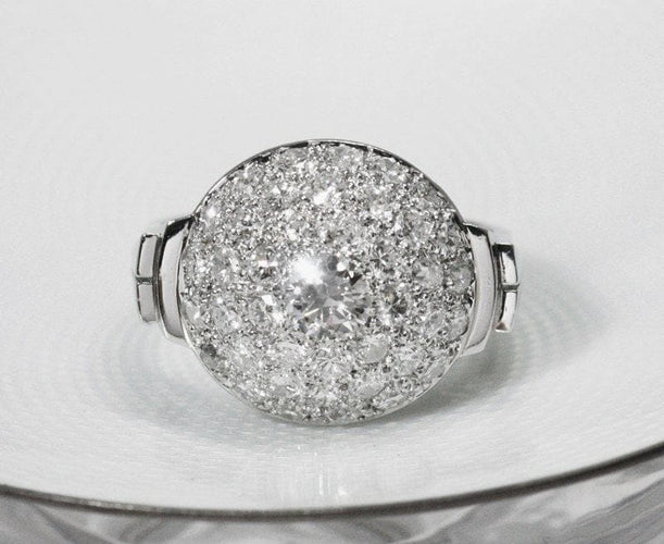 Bague 58 Bague dôme Art Déco en platine et diamants 58 Facettes