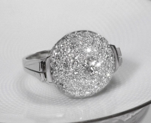 Bague 58 Bague dôme Art Déco en platine et diamants 58 Facettes