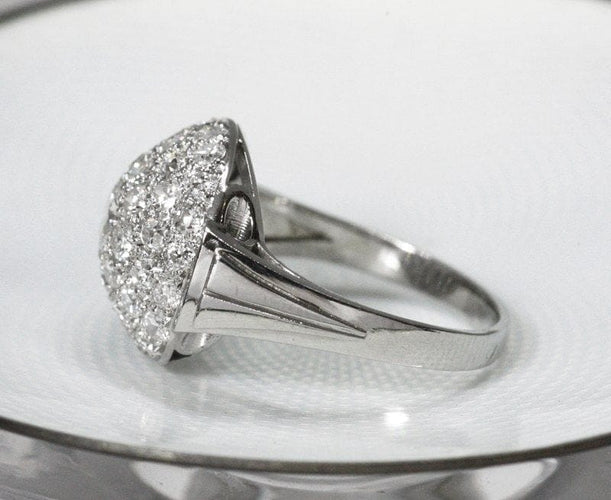 Bague 58 Bague dôme Art Déco en platine et diamants 58 Facettes