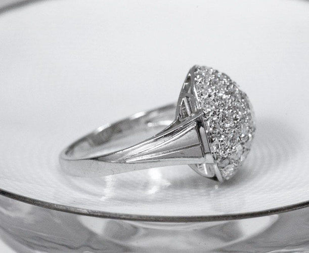 Bague 58 Bague dôme Art Déco en platine et diamants 58 Facettes