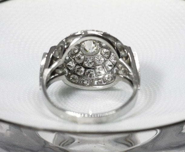 Bague 58 Bague dôme Art Déco en platine et diamants 58 Facettes