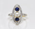 Bague 55 Bague marquise Belle Époque en or et platine, diamants, saphirs et perle fine 58 Facettes