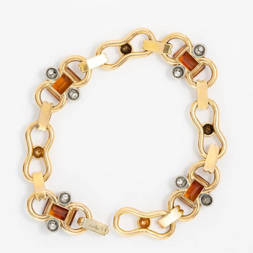 Bracelet Bracelet en or jaune 18 carats et platine, diamants et quartz citrines 58 Facettes