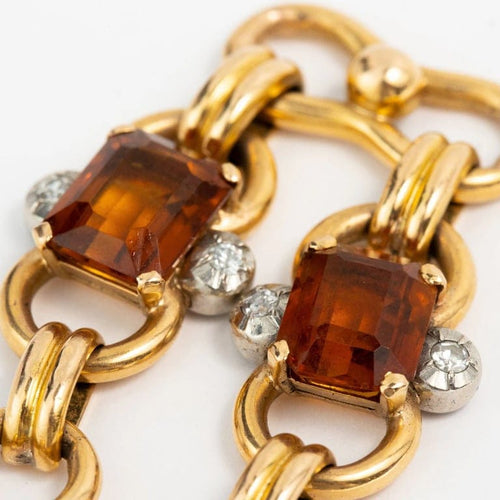 Bracelet Bracelet en or jaune 18 carats et platine, diamants et quartz citrines 58 Facettes