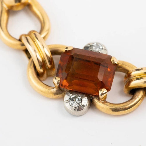 Bracelet Bracelet en or jaune 18 carats et platine, diamants et quartz citrines 58 Facettes