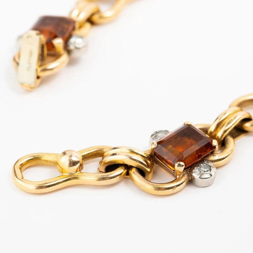 Bracelet Bracelet en or jaune 18 carats et platine, diamants et quartz citrines 58 Facettes
