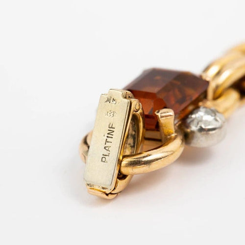 Bracelet Bracelet en or jaune 18 carats et platine, diamants et quartz citrines 58 Facettes
