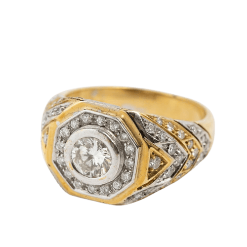 Bague 53 Bague en or jaune et blanc 18 carats et diamants 58 Facettes