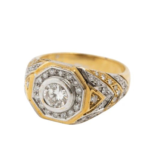 Bague 53 Bague en or jaune et blanc 18 carats et diamants 58 Facettes